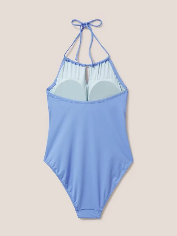 Women SWIMWEAR White Stuff Tamarin High Leg Swimsuit Mid Blue Women SWIMWEAR White Stuff Tamarin High Leg Swimsuit Mid Blue