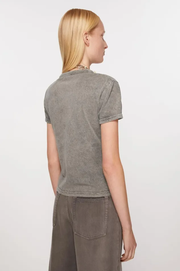 Women Tshirt Blurred Logo 8211 Fitted Fit Faded Grey Acne Studios Tshirts