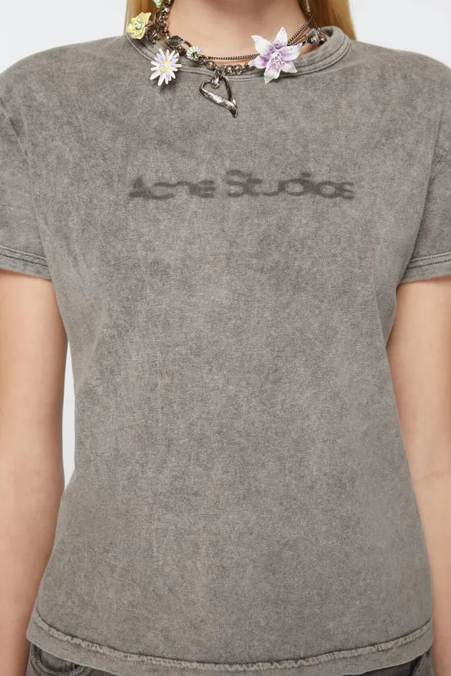 Women Tshirt Blurred Logo 8211 Fitted Fit Faded Grey Acne Studios Tshirts