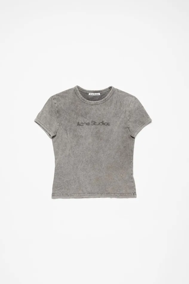 Women Tshirt Blurred Logo 8211 Fitted Fit Faded Grey Acne Studios Tshirts