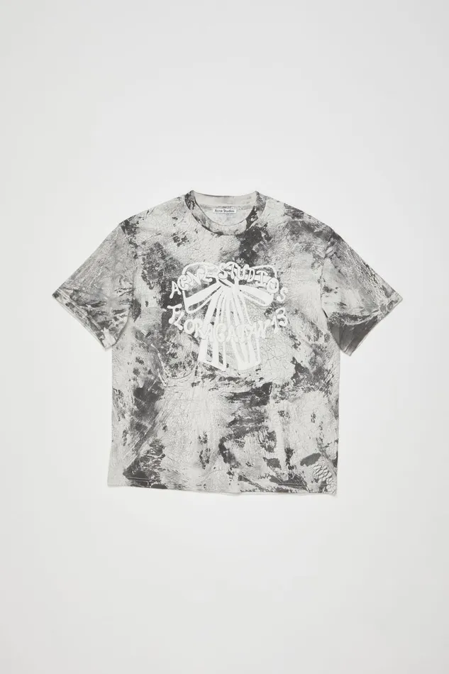 Women Tshirt Plaster Print Faded Black Acne Studios Tshirts