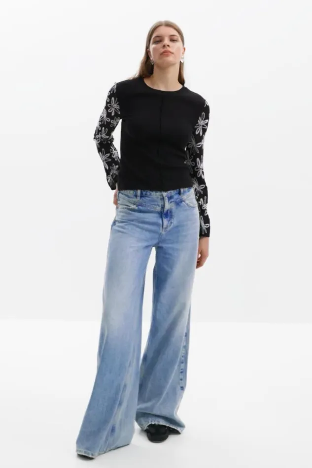 Women Tshirts Desigual Lettering Sleeve Tshirt