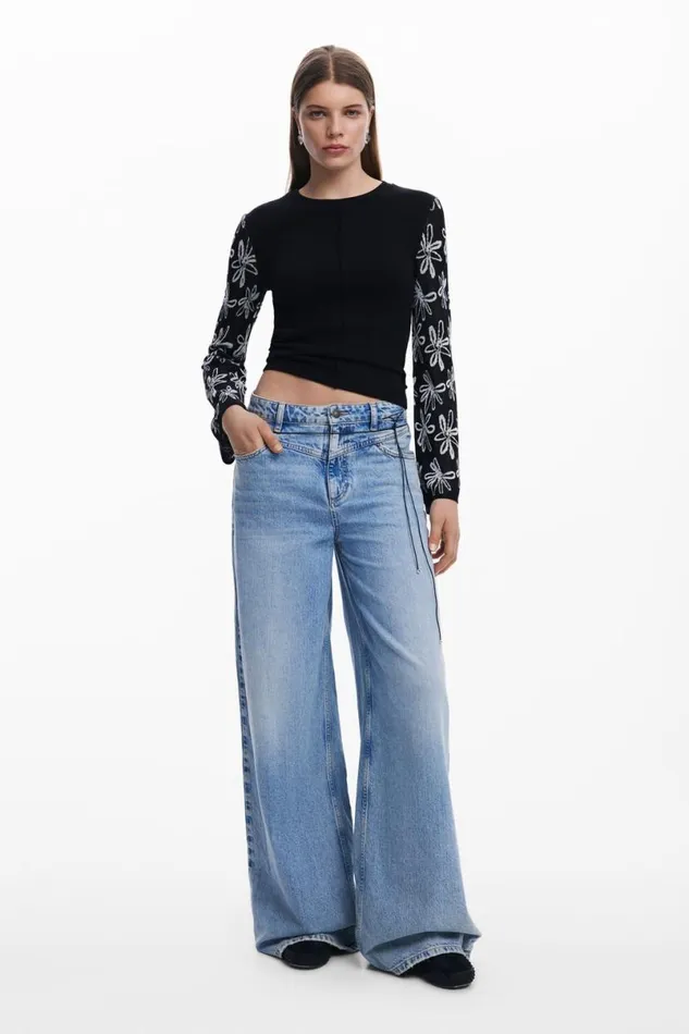 Women Tshirts Desigual Lettering Sleeve Tshirt