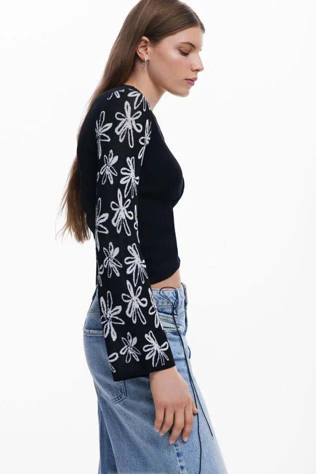 Women Tshirts Desigual Lettering Sleeve Tshirt