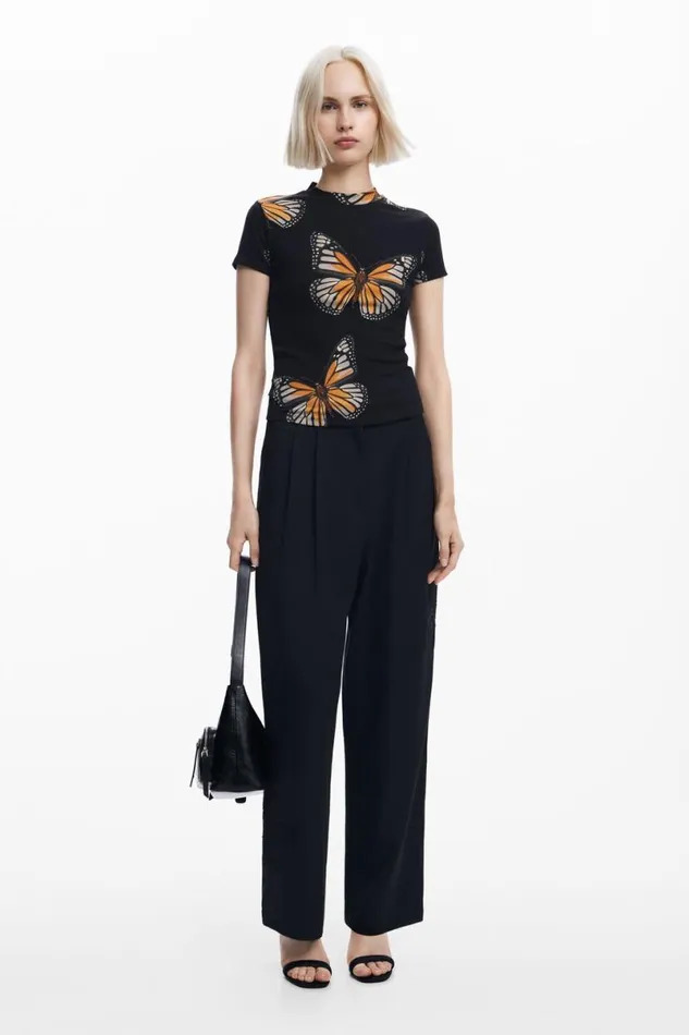 Women Tshirts Desigual Shortsleeve Butterfly Tshirt
