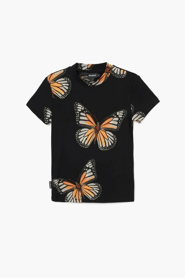 Women Tshirts Desigual Shortsleeve Butterfly Tshirt