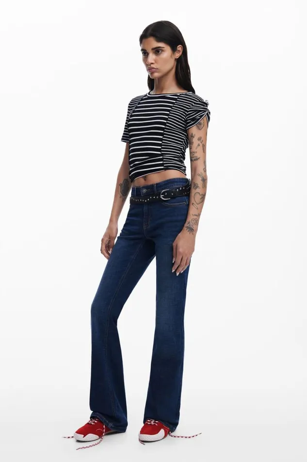 Women Tshirts Desigual Uneven Striped Tshirt