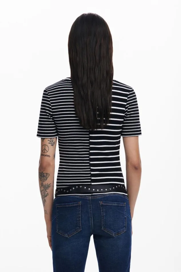 Women Tshirts Desigual Uneven Striped Tshirt