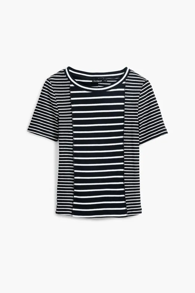 Women Tshirts Desigual Uneven Striped Tshirt