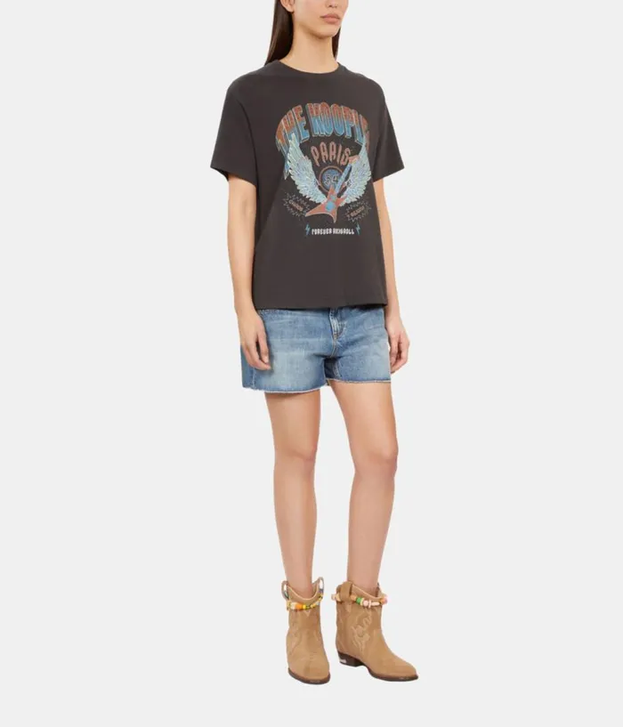 Women Tshirts THE KOOPLES Black Tshirt With Guitar Serigraphy Women Tshirts THE KOOPLES Black Tshirt With Guitar Serigraphy
