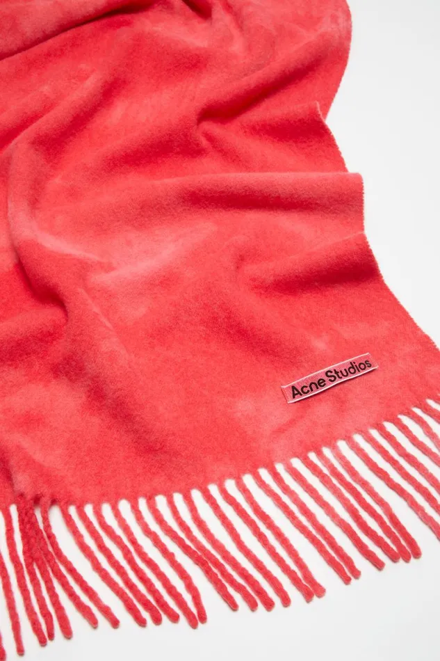 Women Tiedye Wool Scarf 8211 Narrow Bright Pink Acne Studios Scarves