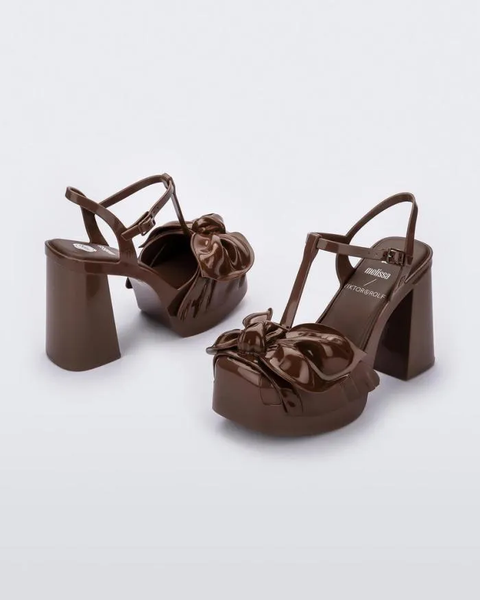 Women Tie Party Heel Brown Melissa Heels