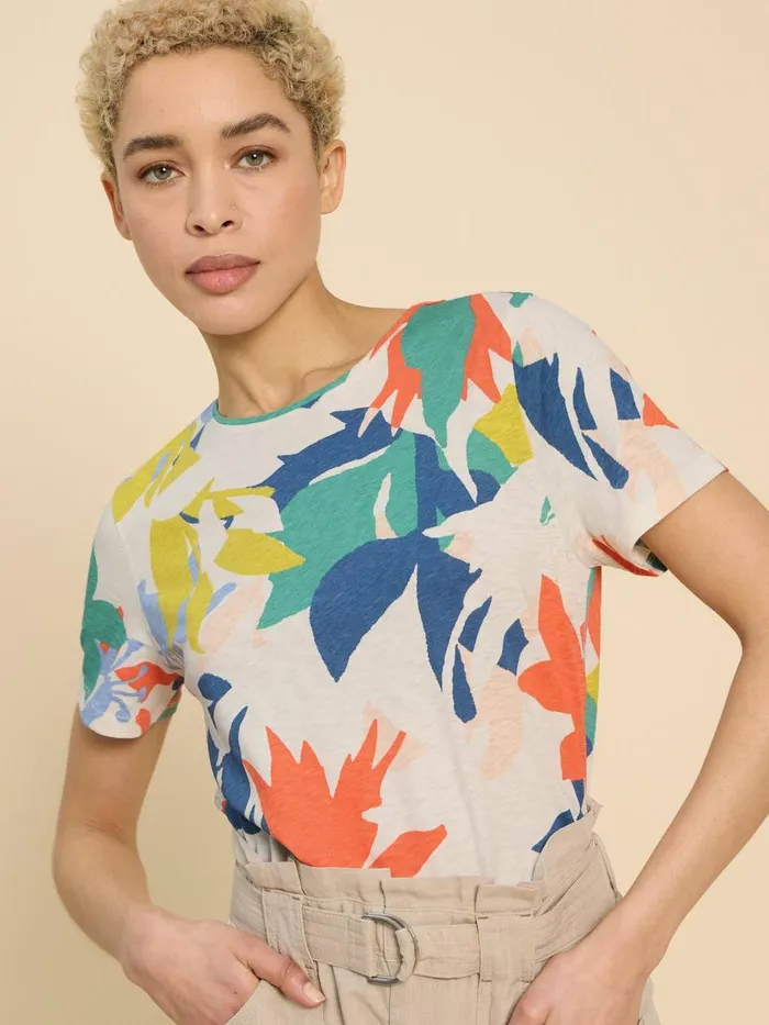 Women TOPS and TEES White Stuff ABBIE PRINT TEE White Print Women TOPS and TEES White Stuff ABBIE PRINT TEE White Print
