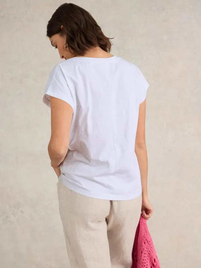 Women TOPS and TEES White Stuff NELLY NOTCH NECK EMBROIDERED TEE Brilliant White Women TOPS and TEES White Stuff NELLY NOTCH NECK EMBROIDERED TEE Brilliant White