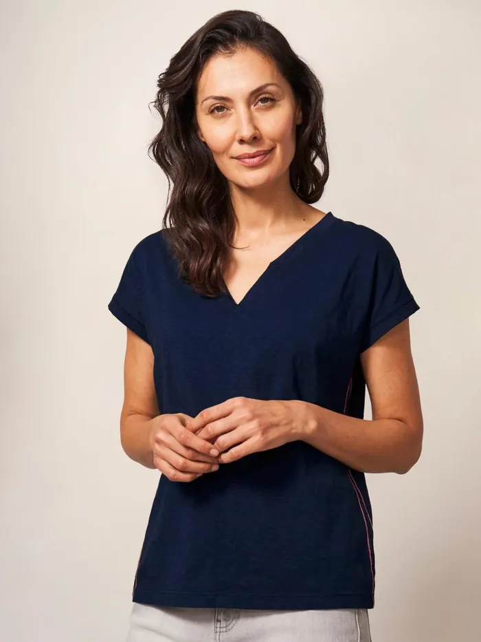 Women TOPS and TEES White Stuff Nelly Notch Neck Tee Dark Navy Women TOPS and TEES White Stuff Nelly Notch Neck Tee Dark Navy