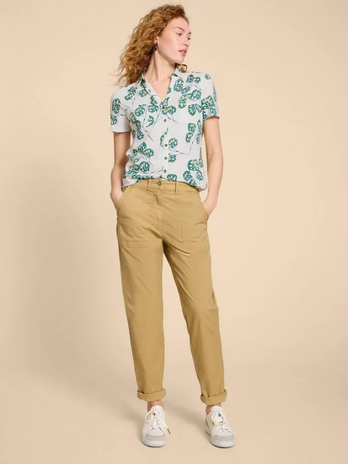 Women TOPS and TEES White Stuff PENNY JERSEY POCKET SHIRT Ivory Print