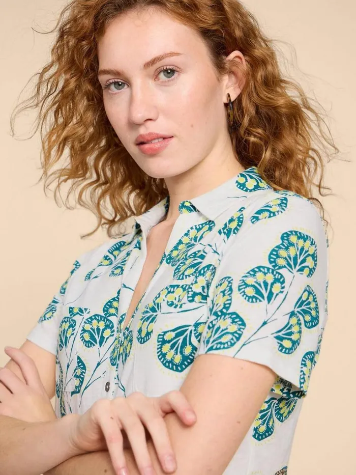 Women TOPS and TEES White Stuff PENNY JERSEY POCKET SHIRT Ivory Print Women TOPS and TEES White Stuff PENNY JERSEY POCKET SHIRT Ivory Print