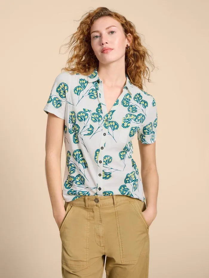 Women TOPS and TEES White Stuff PENNY JERSEY POCKET SHIRT Ivory Print Women TOPS and TEES White Stuff PENNY JERSEY POCKET SHIRT Ivory Print