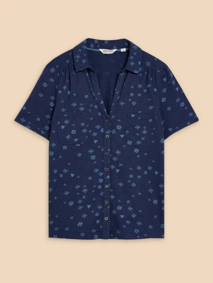 Women TOPS and TEES White Stuff PENNY POCKET SHIRT Navy Print Women TOPS and TEES White Stuff PENNY POCKET SHIRT Navy Print