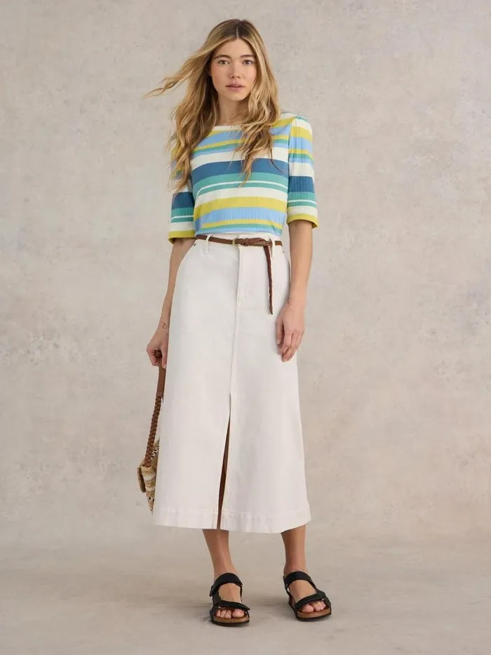 Women TOPS and TEES White Stuff PUFF SHORT SLEEVE TEE Blue Multi