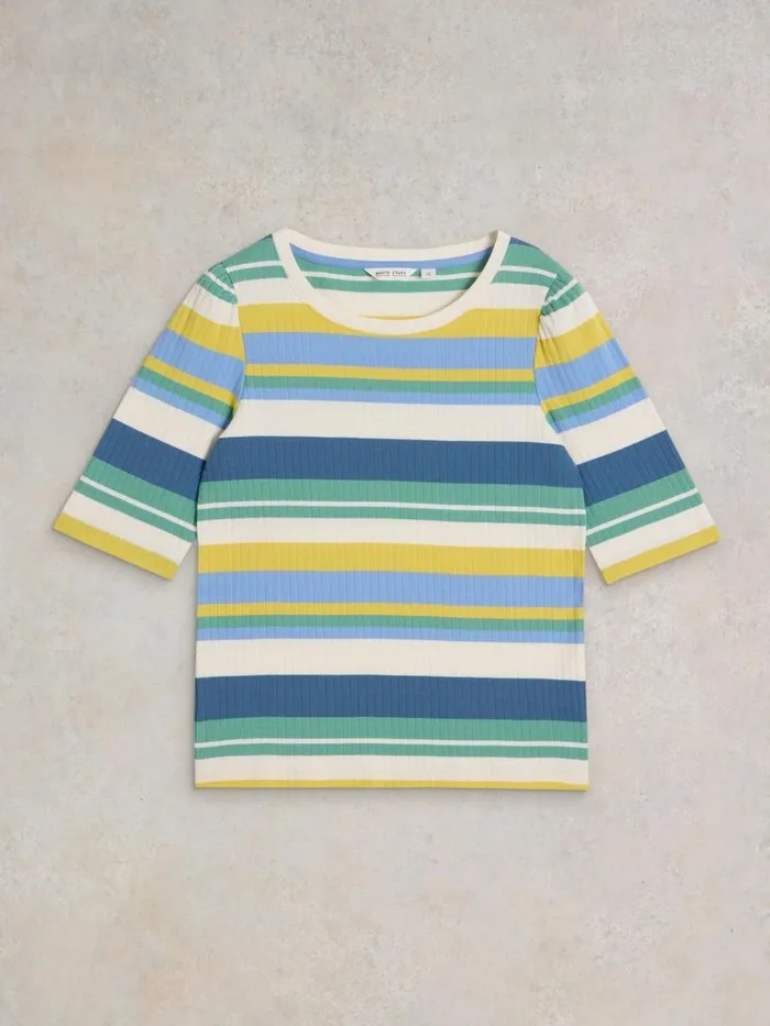 Women TOPS and TEES White Stuff PUFF SHORT SLEEVE TEE Blue Multi