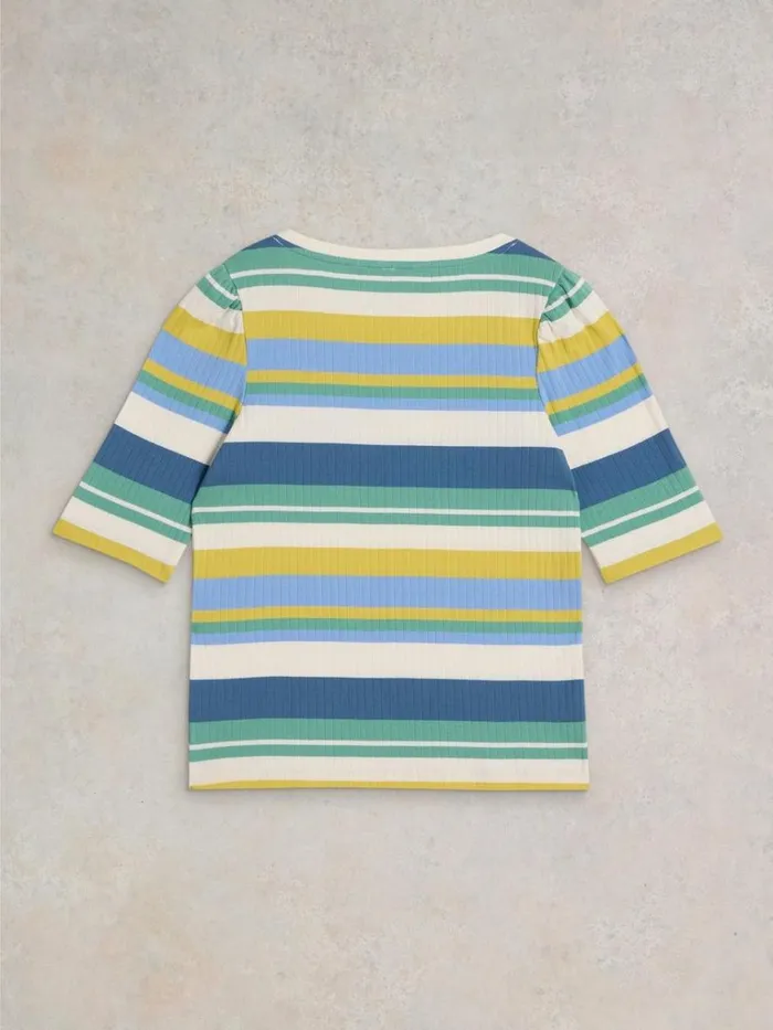 Women TOPS and TEES White Stuff PUFF SHORT SLEEVE TEE Blue Multi