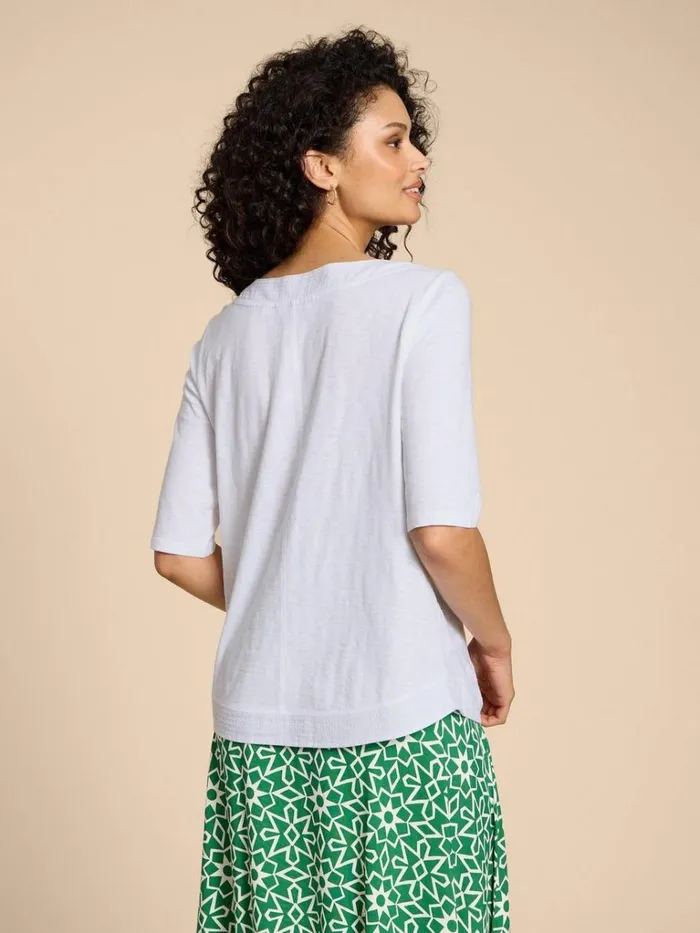 Women TOPS and TEES White Stuff WEAVER EMBROIDERED TOP Brilliant White