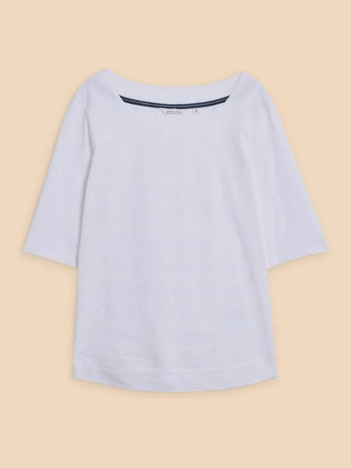 Women TOPS and TEES White Stuff WEAVER EMBROIDERED TOP Brilliant White