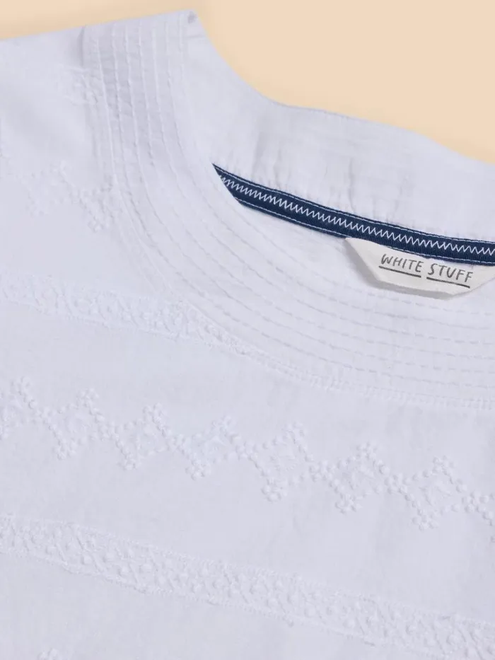 Women TOPS and TEES White Stuff WEAVER EMBROIDERED TOP Brilliant White