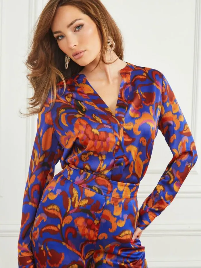 Women Tops And Sweaters Marciano Betty Blue Cynthia Blouse Betty Blue Print Women Tops And Sweaters Marciano Betty Blue Cynthia Blouse Betty Blue Print