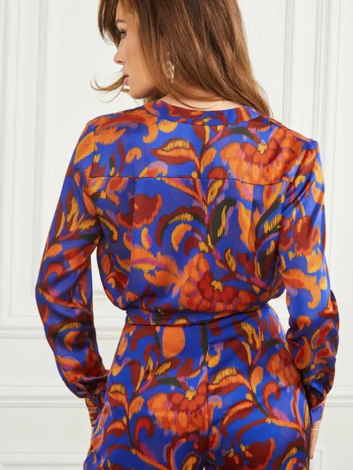 Women Tops And Sweaters Marciano Betty Blue Cynthia Blouse Betty Blue Print Women Tops And Sweaters Marciano Betty Blue Cynthia Blouse Betty Blue Print