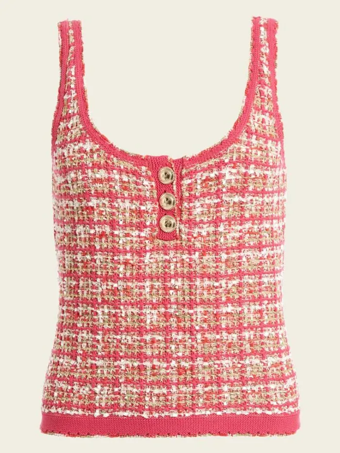 Women Tops And Sweaters Marciano Mariah Tweed Top Coral Peonie Tweed Women Tops And Sweaters Marciano Mariah Tweed Top Coral Peonie Tweed