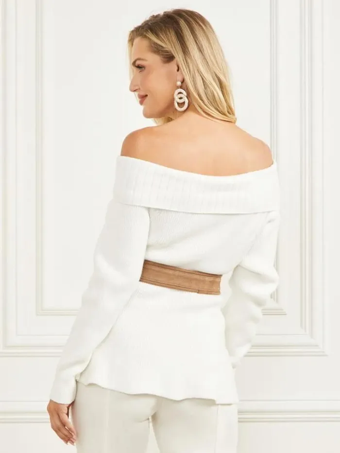 Women Tops And Sweaters Marciano Marisol Sweater Top Pale Pearl Women Tops And Sweaters Marciano Marisol Sweater Top Pale Pearl