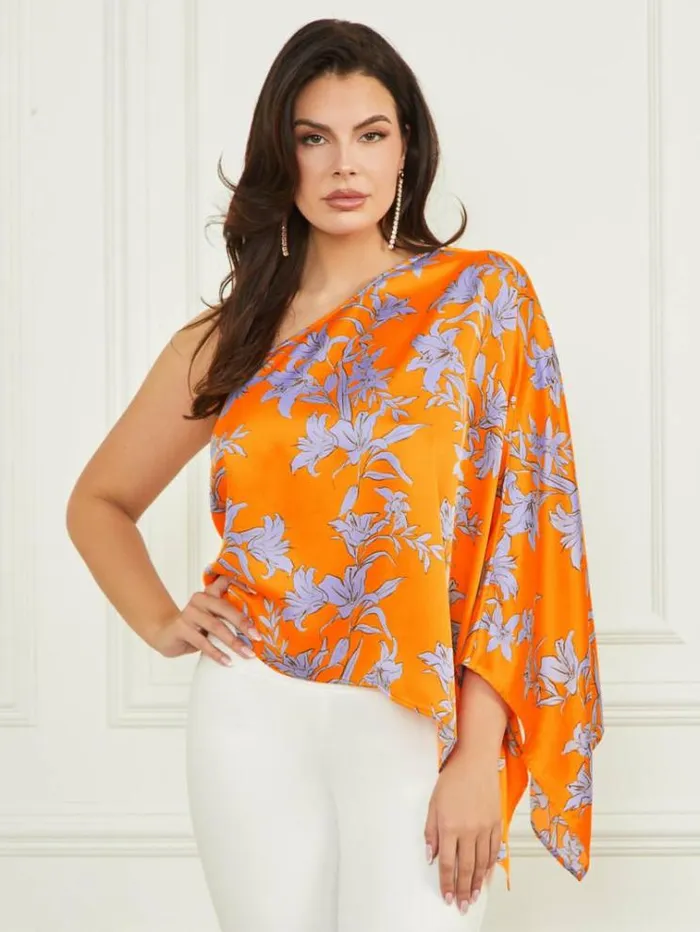 Women Tops And Sweaters Marciano Marley OneShoulder Top Sunburst Orange
