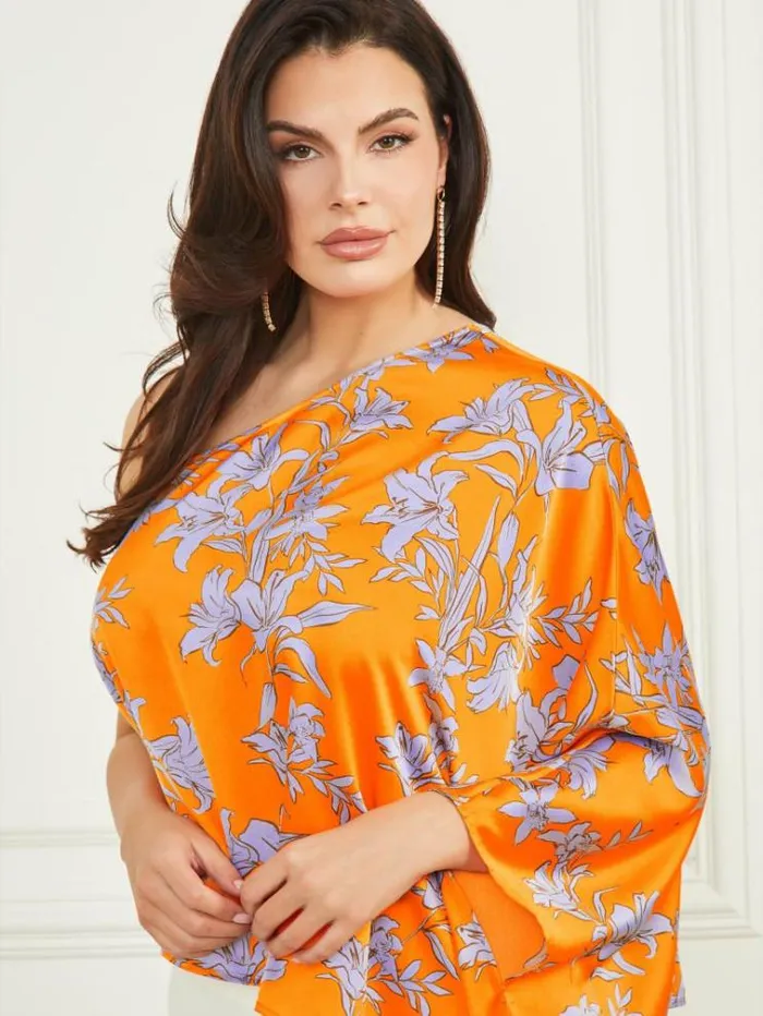 Women Tops And Sweaters Marciano Marley OneShoulder Top Sunburst Orange Women Tops And Sweaters Marciano Marley OneShoulder Top Sunburst Orange