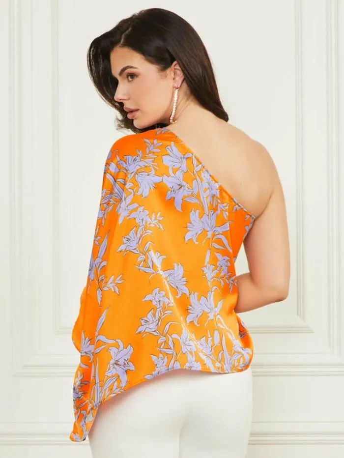 Women Tops And Sweaters Marciano Marley OneShoulder Top Sunburst Orange Women Tops And Sweaters Marciano Marley OneShoulder Top Sunburst Orange
