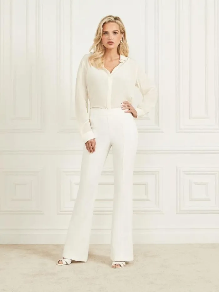 Women Tops And Sweaters Marciano New Silk Icon Blouse Pale Pearl