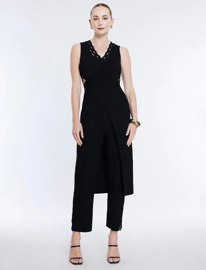 Women Tops BCBG Long Knit Tunic Top Black