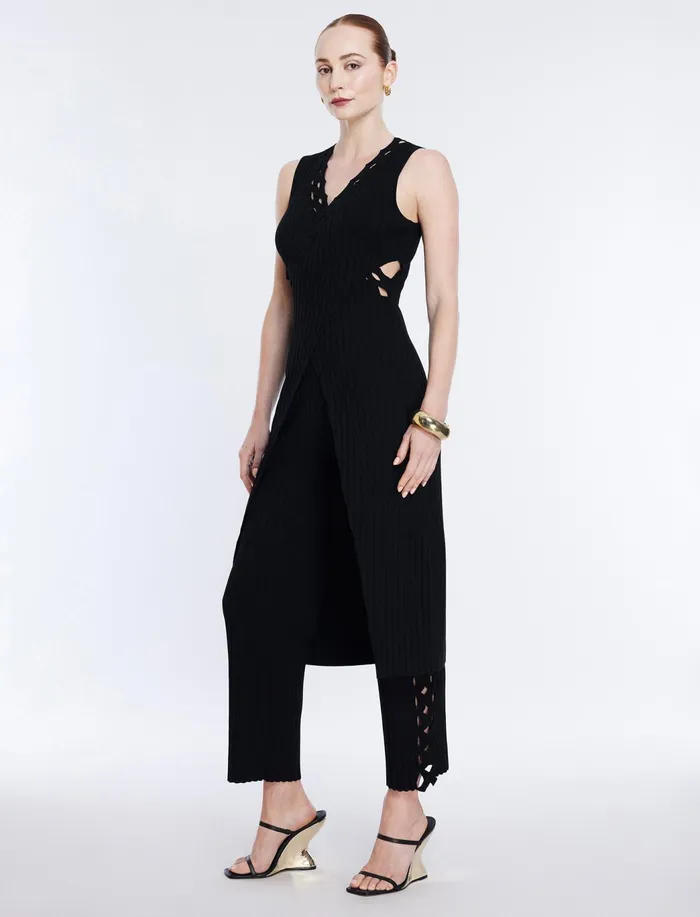 Women Tops BCBG Long Knit Tunic Top Black