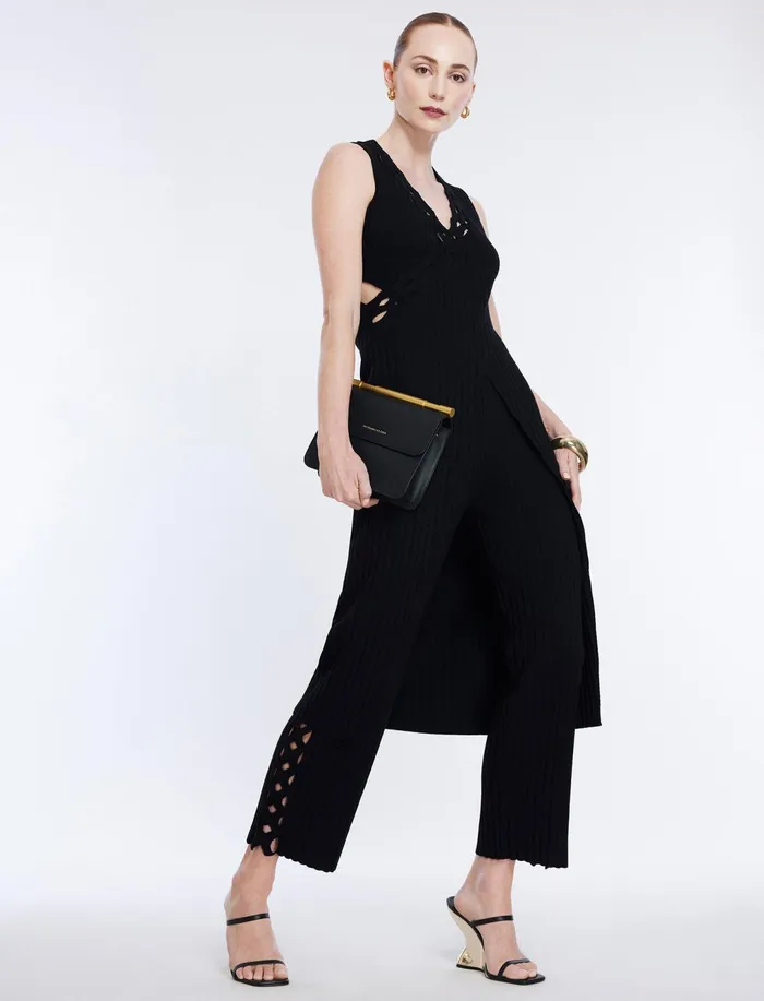 Women Tops BCBG Long Knit Tunic Top Black