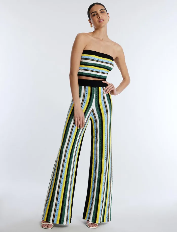 Women Tops BCBG Striped Knit Tube Top Multi Stripe