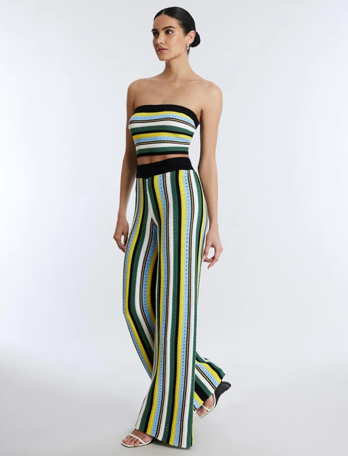 Women Tops BCBG Striped Knit Tube Top Multi Stripe