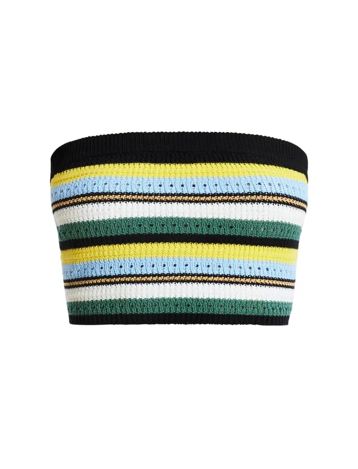 Women Tops BCBG Striped Knit Tube Top Multi Stripe