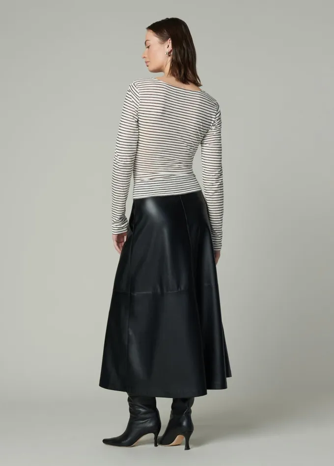 Women Tops Joe039s Jeans THE AVA STRIPE TWIST V NECK TOP Black White Stripe