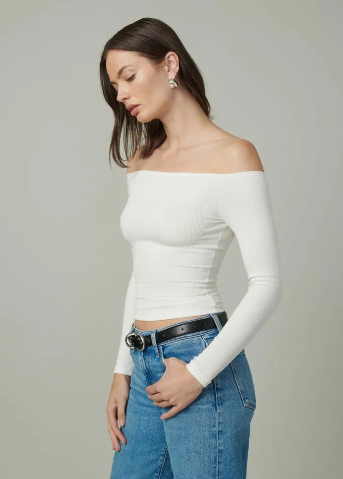 Women Tops Joe039s Jeans THE DEVIN OFF THE SHOULDER TOP Ecru