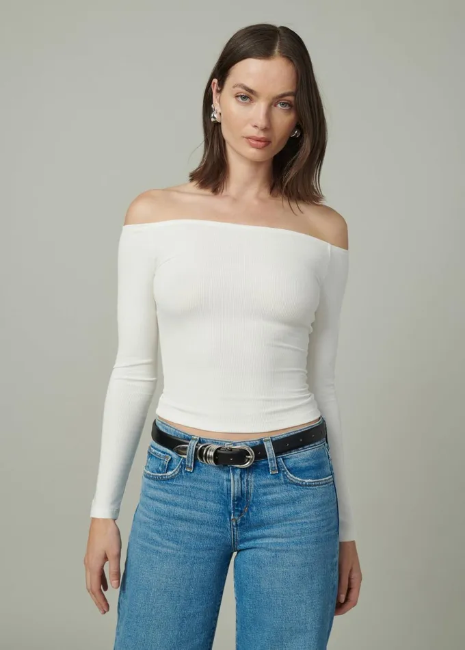 Women Tops Joe039s Jeans THE DEVIN OFF THE SHOULDER TOP Ecru