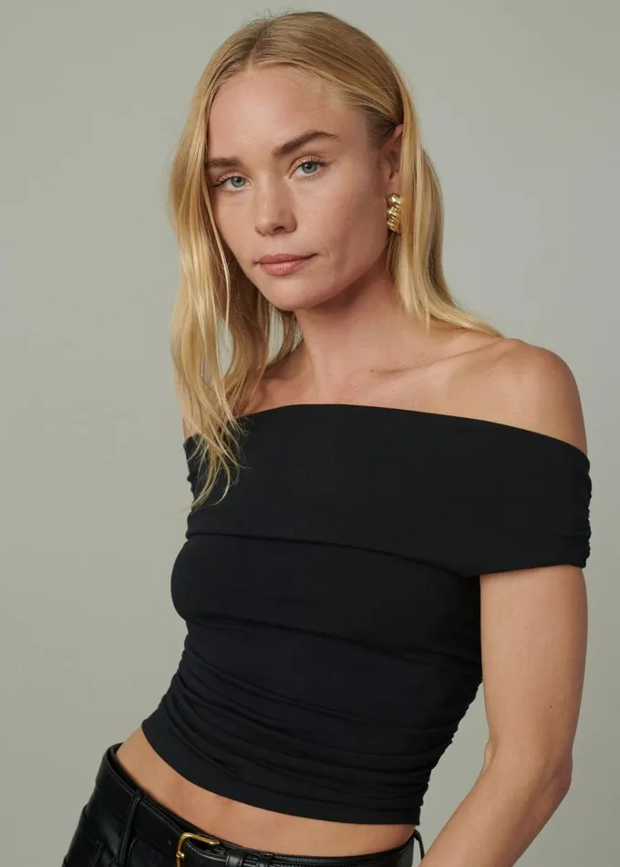 Women Tops Joe039s Jeans THE MIA SLEEVELESS OFF THE SHOULDER TOP Black