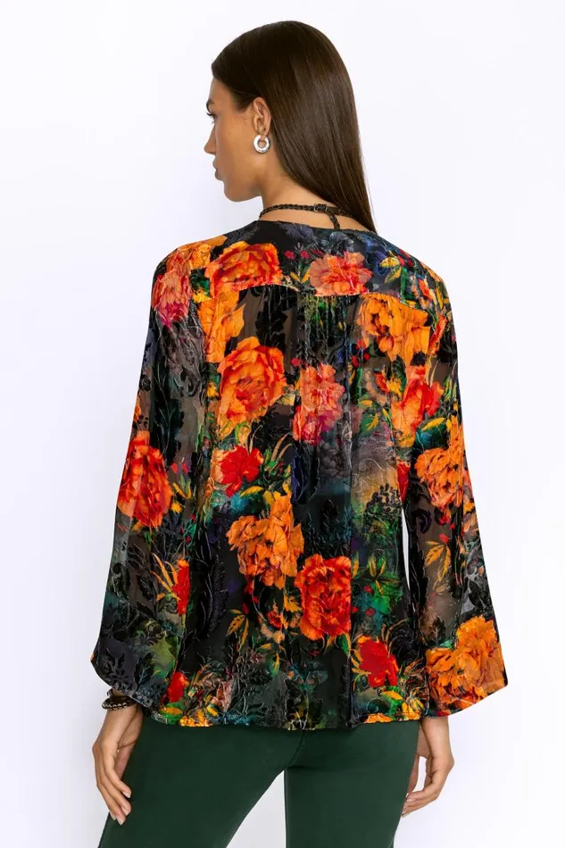 Women Tops Johnny Was BOTINA BURNOUT BLOUSE Catalina Blue Burnout