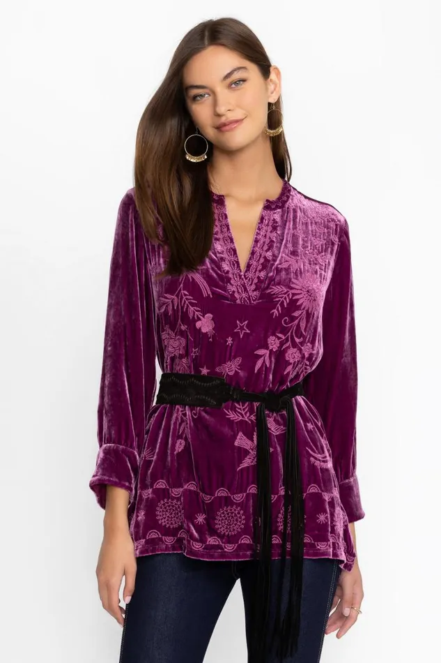 Women Tops Johnny Was HENLEY VOYAGER TUNIC Sugar Plum Women Tops Johnny Was HENLEY VOYAGER TUNIC Sugar Plum