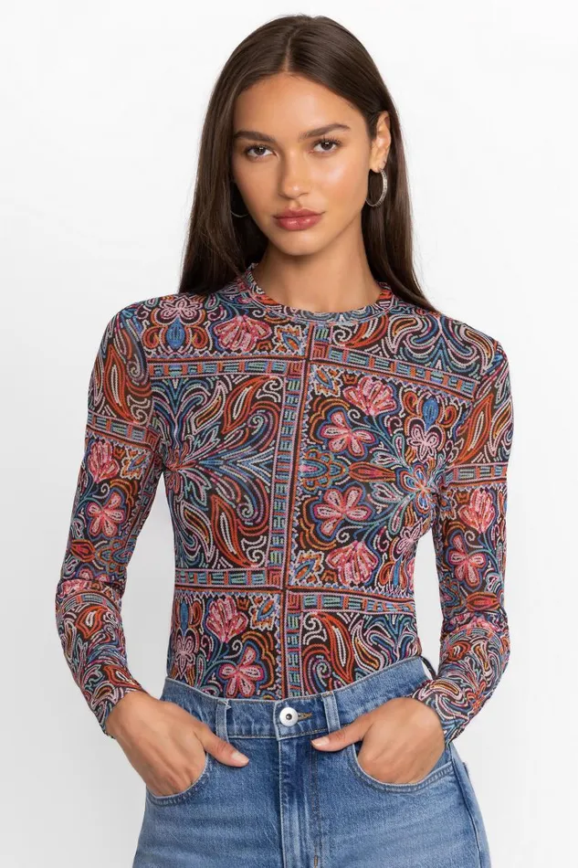 Women Tops Johnny Was NATALIE LONG SLEEVE MESH TEE Tallula